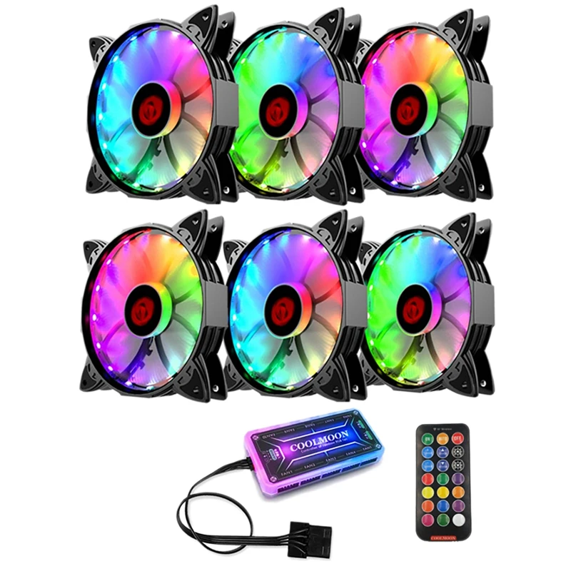 Coolmoon 3 Pack 120mm Case Fan Cooler Pc Air Cooling Fans 6pin Rgb