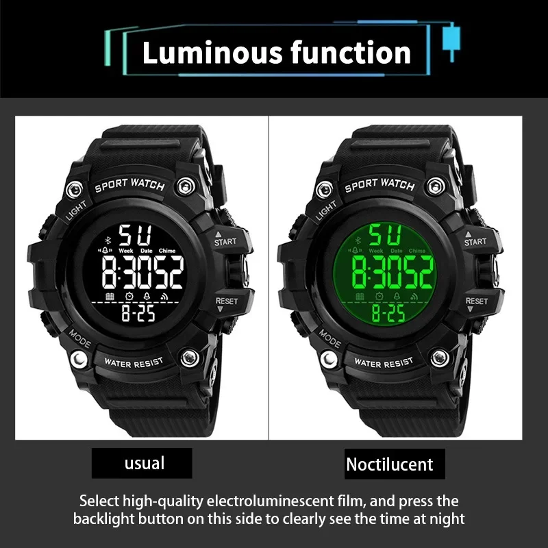YIKAZE Military Sport Watches Waterproof Men's LED Digital Watch Big Dial Alarm Clock Multifunction Sport Watch for Man Kid Gift 6