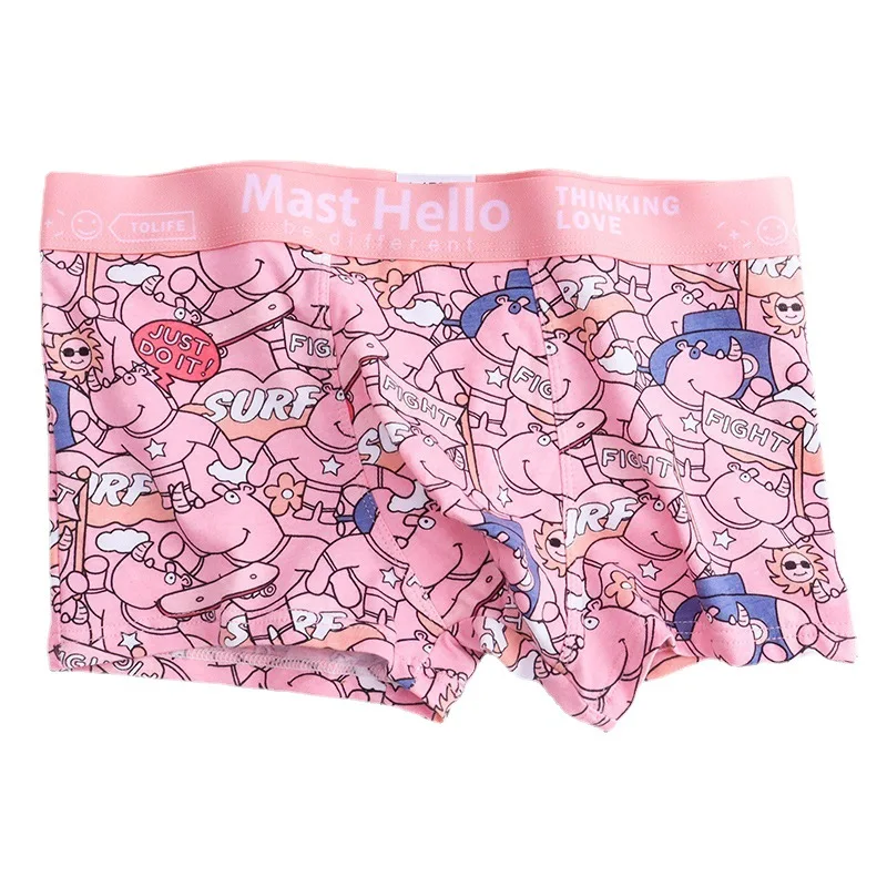 Men's underwear pink cute trendy cartoon boxer shorts