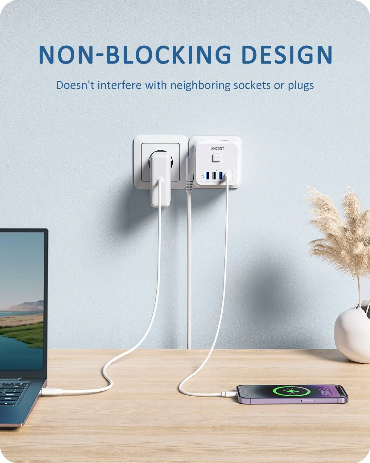 LENCENT Wall Socket Extender with 3 AC Outlets 3 USB Ports And1 Type C 7-in-1 EU Plug Charger On/Off Switch for Home BEST SELLERS LENCENT Wall Socket Extender with 3 AC Outlets 3 USB Ports And1 Type C 7-in-1 EU Plug Charger On/Off Switch for Home BEST SELLERS