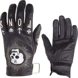 Racing Leather Motorcycle Gloves with Hard Shell Protection - M (Black)