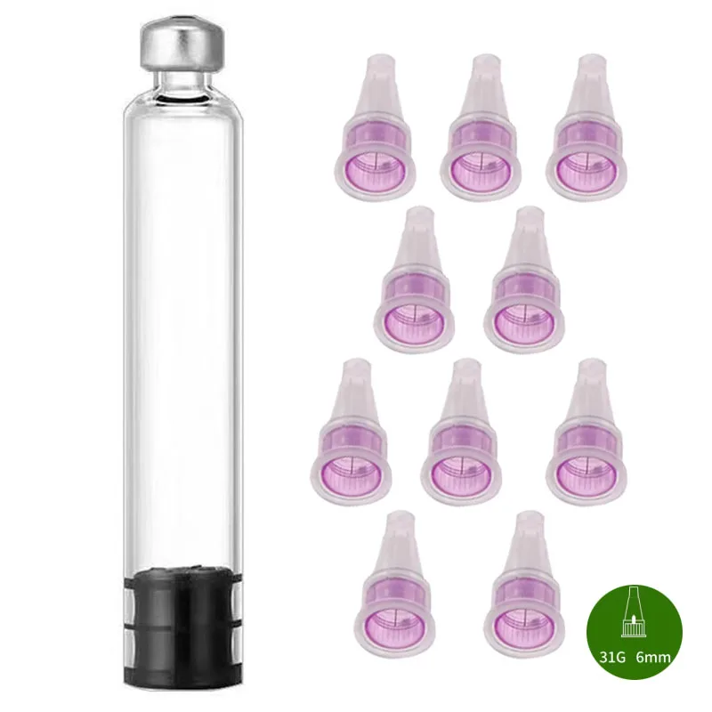 10 Cassette Bottles + 10 6mm Needles Portable Insulin Syringes Individually Packaged Sterile Supplies