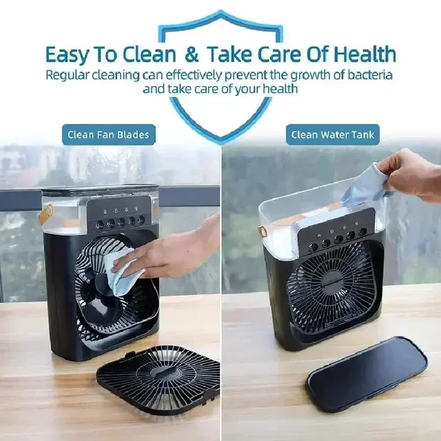 Portable Humidifier Fan Air Conditioners USB Electric Fan LED Night Light Water Mist Fun 3 In 1 Air Cooler Humidifie For Home 4