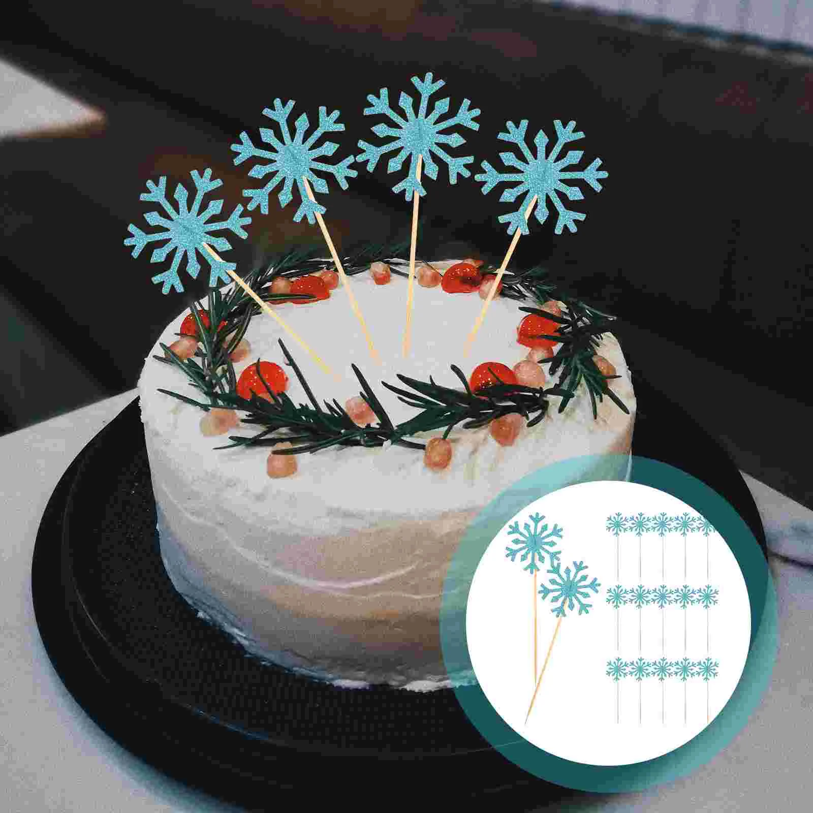 Cupcake Toppers Snowflake Cake Picks Cupcake Decor Birthday Party Wedding Cake Decor Birthday Cake Card Snow Flower Flag