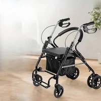 Elderly Walking Assistant with Seat Crutch Hand-pushed Walking Aid Anti-fall Walking Device for Seniors 1