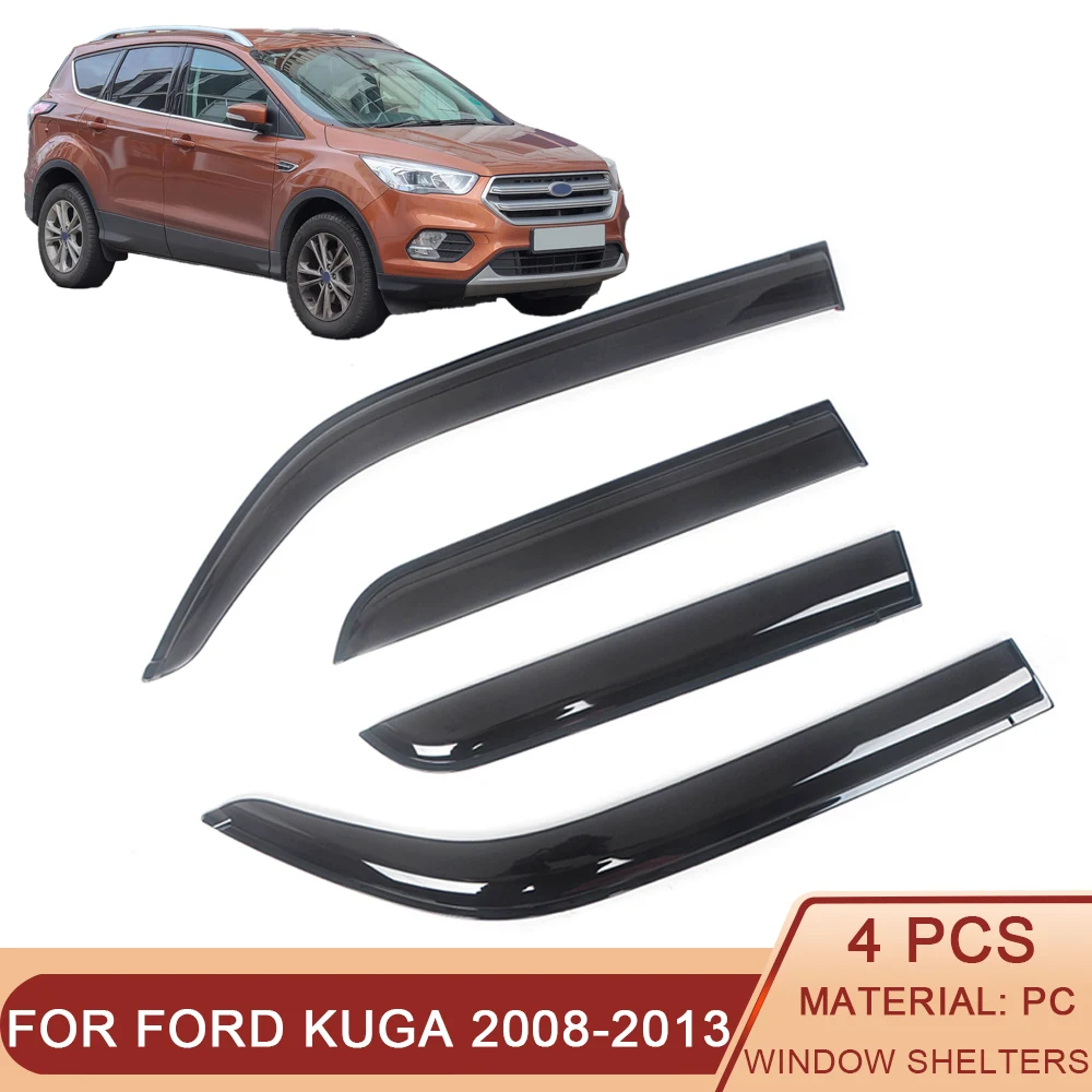 

For Ford Kuga 2008-2013 5-Doors Auto Black Tinted Car Side Window Visor Guard Vent Awnings Shelters Rain Guard Door Ventvisor