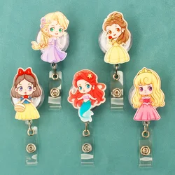 Cartoon Pretty Princess Style Badge Reel Nurse Enfermera ID Holder Girl Boy Retractable Name Card Holder Accessory