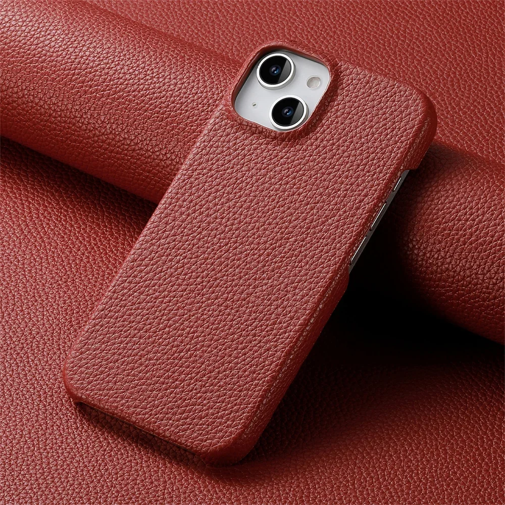 Luxury Litchi Grain Leather Shockproof Frameless Slim Phone Case