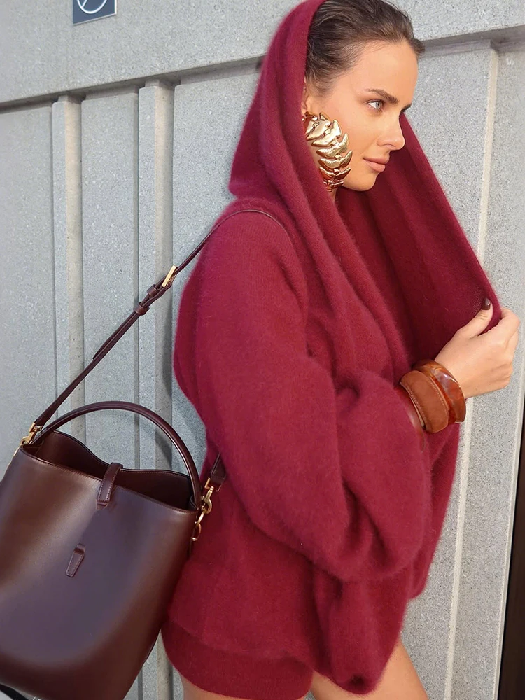 Nibber Swing Collar Christmas Party Hooded Hoodie Women Full Sleeve Plush Comfortable Leisure Fashion Sexy Simple Streetwear