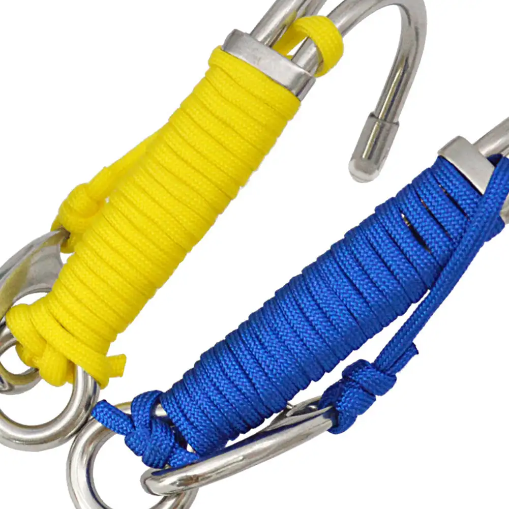 1Pc Double Head Dive Reef Rafting Hook Stainless Steel Reef Hook Spiral Coil Spring Cord Dive Safety Accessory 8 Colors