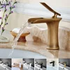 Waterfall Bathroom Basin Sink Faucets Hot Cold Tap Deck Mounted Water Mixer Crane Antique Bronze Chrome Finished ELM100 1
