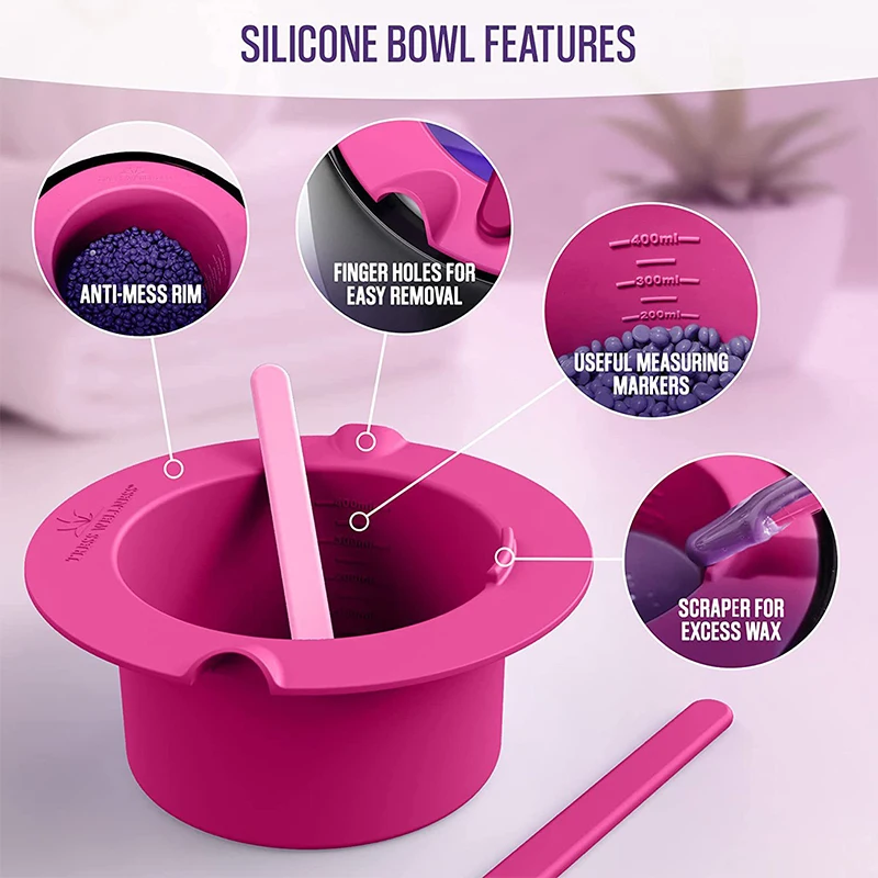 Thickening Heat-resistant Silicone Bowl Wax Warmer Hair Removal Waxing Pot Silicone Spatula Reusable DIY Mask Bowl 4