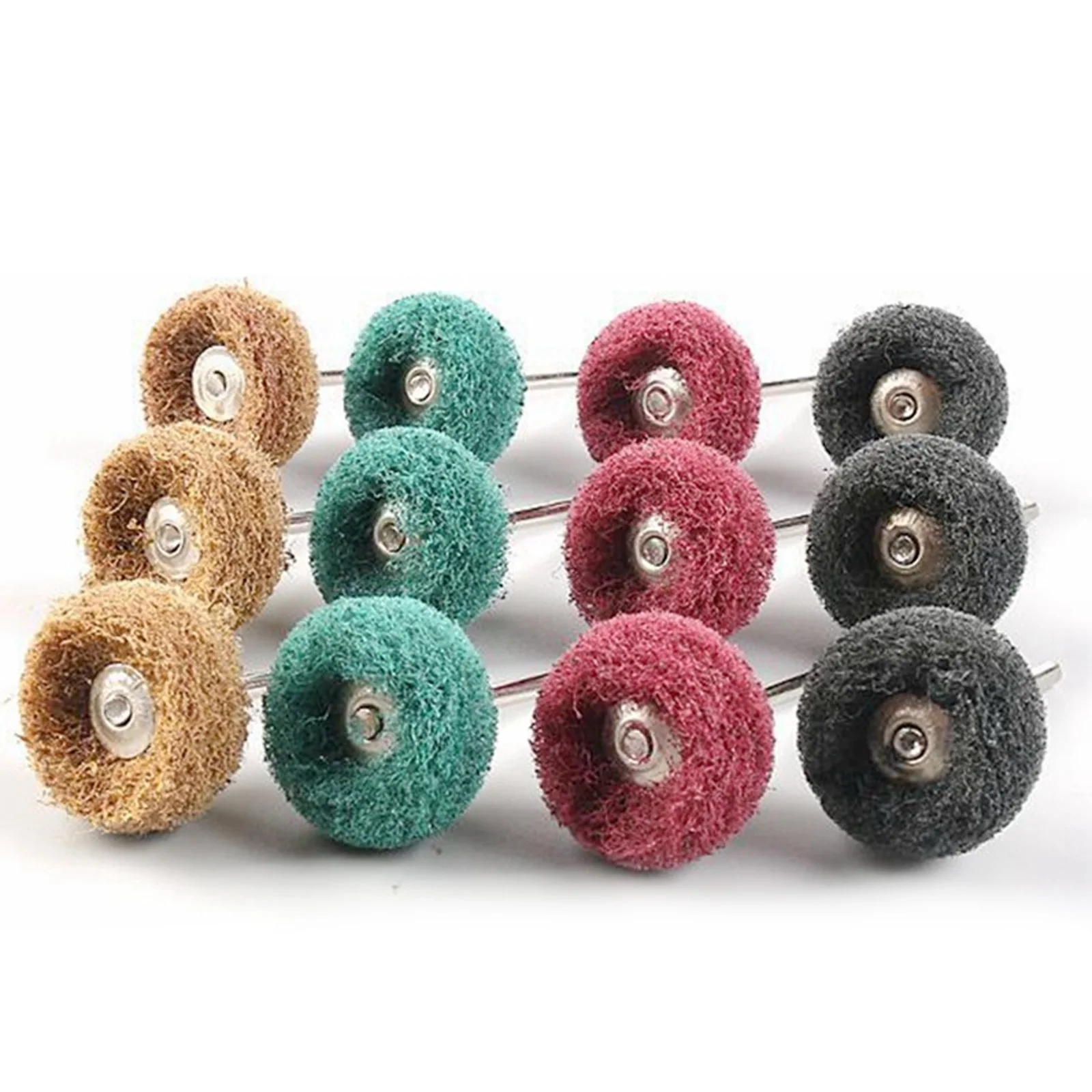 

12pcs/set Mini Drill Abrasive Brush Shank Nylon Buffing Polishing Wheel Dremel Rotary Hand Tool Accessories Set Rust Remover