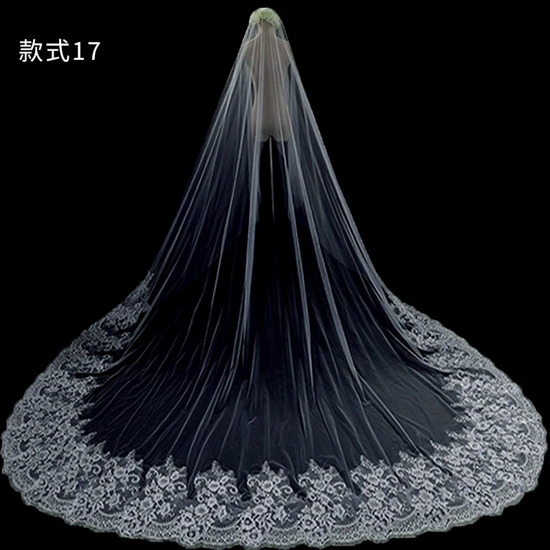 Wedding Veil Bride Heavy Industry Bride Wedding Main Super Sensen Korean Style Long Big Tail Lace Sequins Large Veil