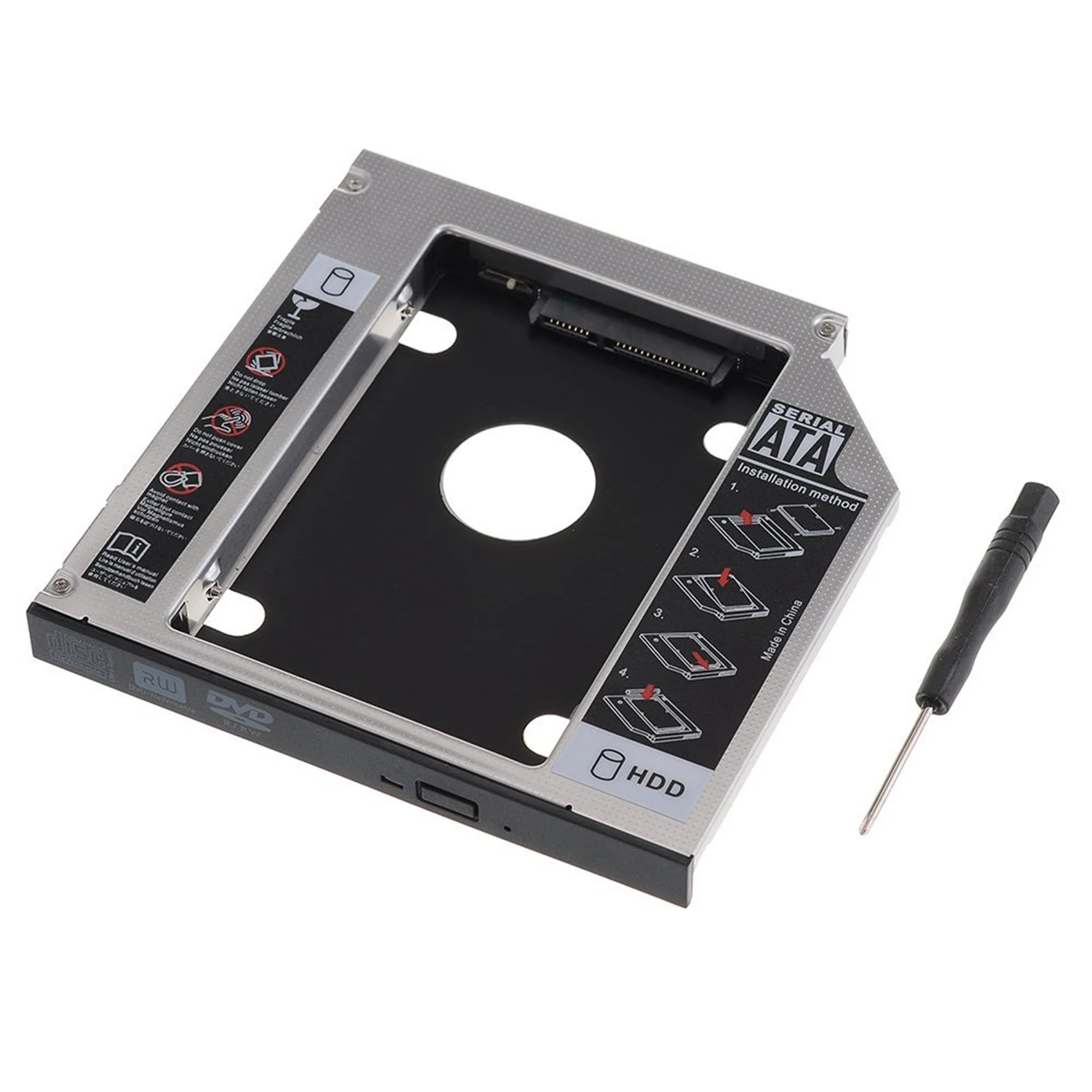 2.5Inch HDD SSD Hard Drive Disk Caddy Case Adapter Enclosure 12.7mm Aluminum SATA to SATA for DVD CD-ROM Optibay