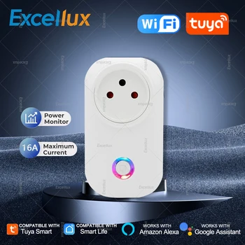 Tuya WiFi Smart Plug Israel Socket 16A With Power Monitoring Timing Function Home Appliances Automation Switch Outlet For Alexa 1
