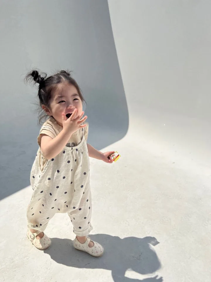 2025 Summer New Girls Loose Overalls Versatile Kids Sling Trouser Baby Dot Print Jumpsuit Toddler Casual Pants Children Clothes