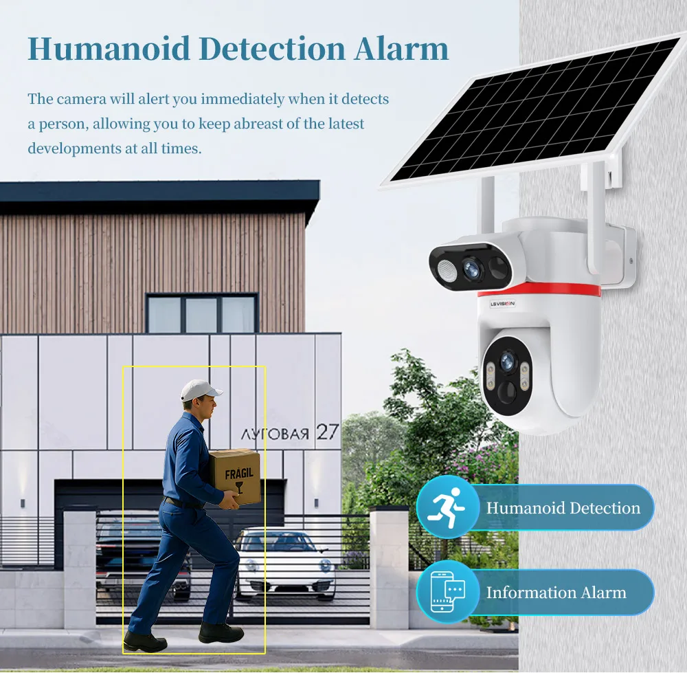 4G LTE Solar Cameras 8MP Outdoor Surveillance Cameras Dual Screens Dual PIR Dete