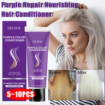 Purple Color Correct Hair Mask For Yellow Removal Damaged Dry Split End Treatment Jojoba Oil Hair Care Smoothing Conditioner 1
