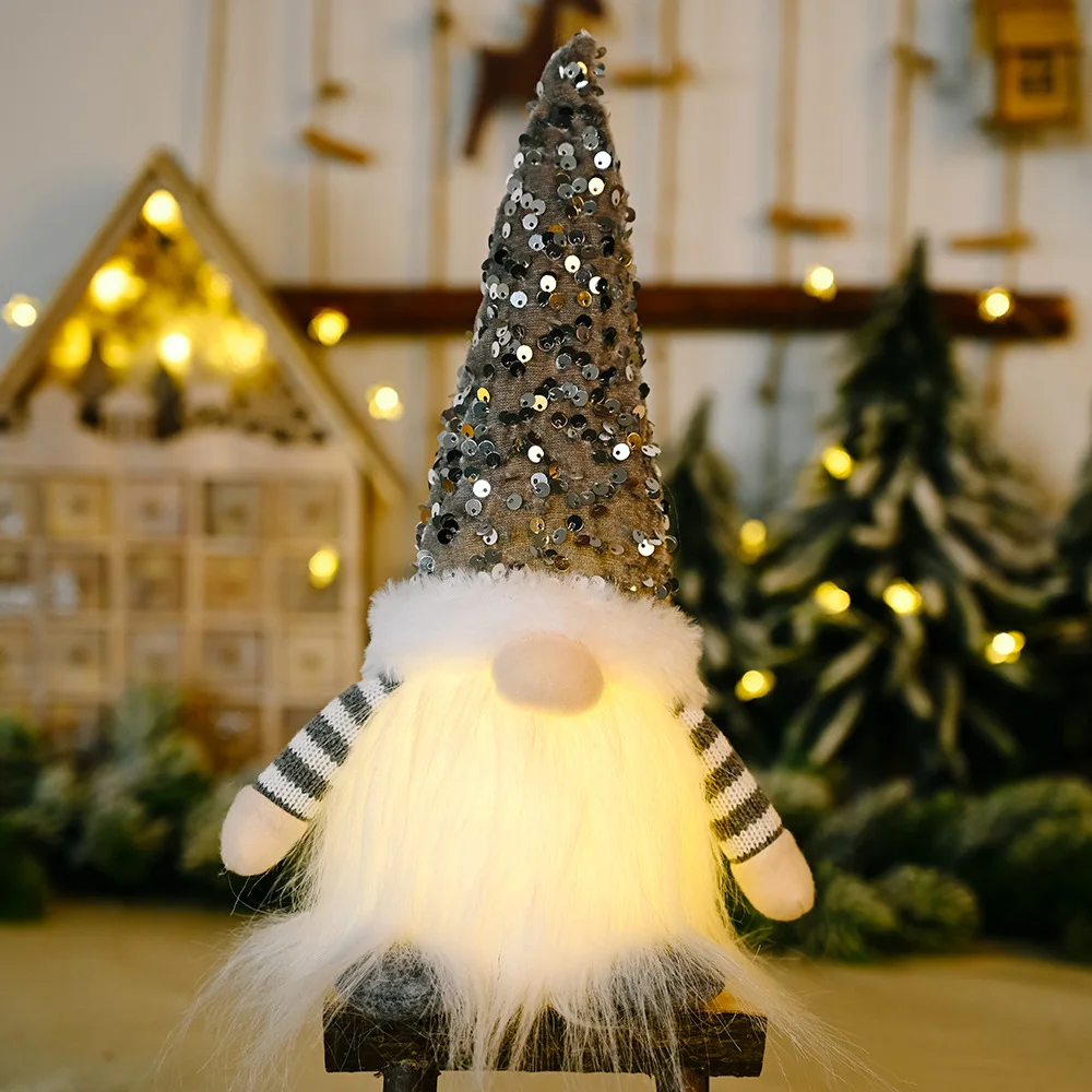 thumbnail image 1 of Muñeco navideño sin rostro de gnomo luminoso de 30 cm, decoración para árboles de Navidad 2024, luz nocturna, regalo de Navidad 2023, decoración del hogar para el año nuevo, 1 of 5