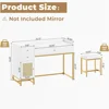 Office Furniture Desk Sets, Computer Desk And Chair Set, White And Gold Desk With 3 Drawers And Rattan Cabinet,Home Office 5