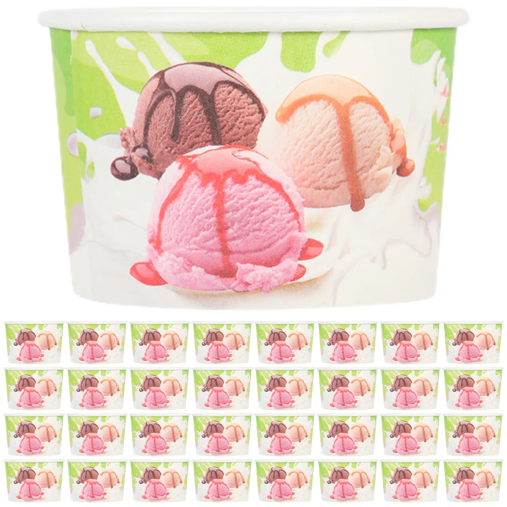 

200 Pcs Disposable Ice Cream Cup No Lid Dessert Pudding Cups for Store Bowl Paper Bowls Cake Balls