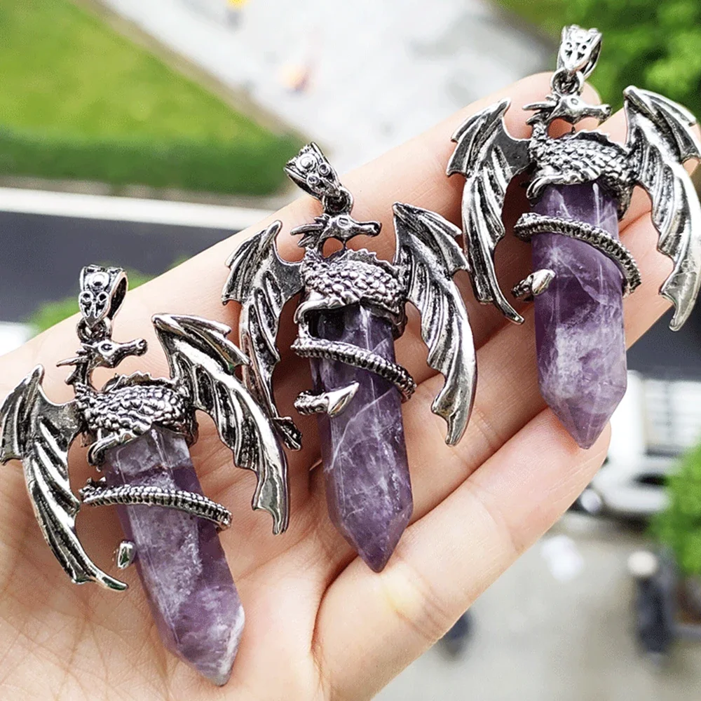 Natural Stone Crystal Bullet Dragon Bag Amethyst Jewelry - Temu