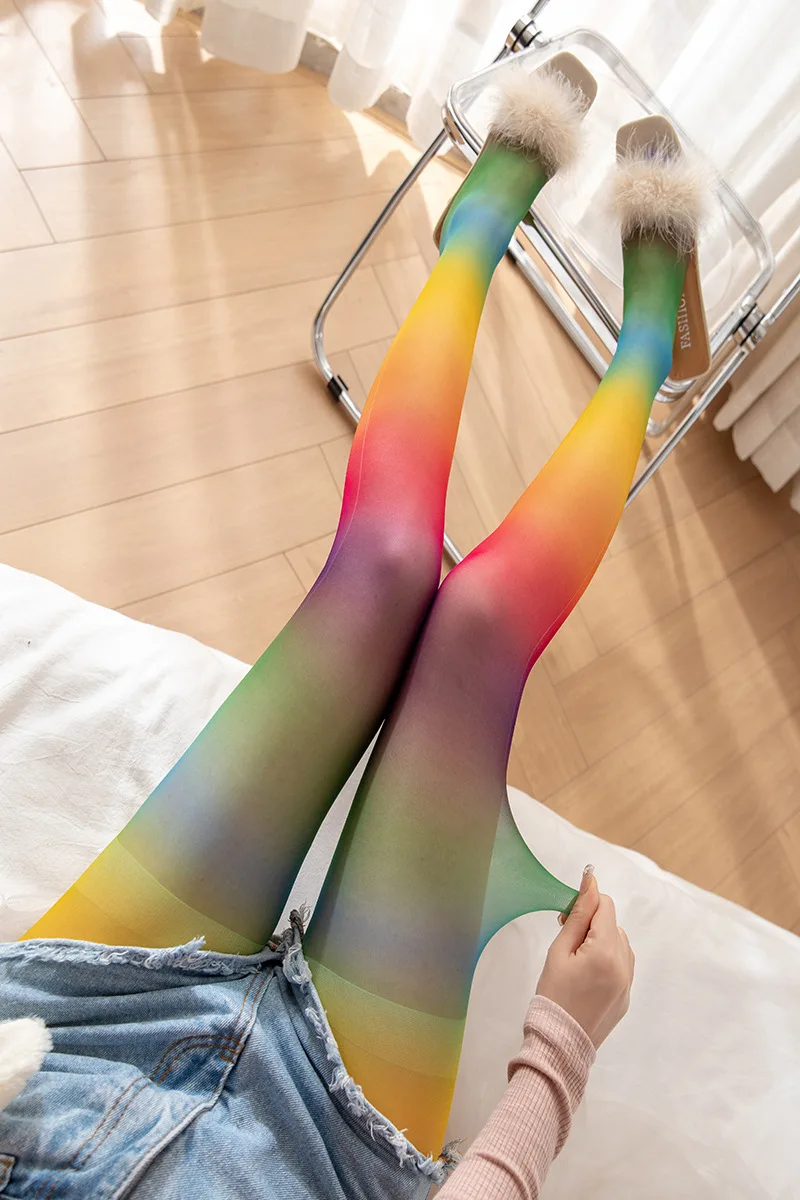 Calzini Alti Coscia Arcobaleno A Strisce – Sopra Ginocchio, Colorati, Elastico, Per Halloween, Natale, Cosplay – Taglia Unica Donna 6-11 US - 4