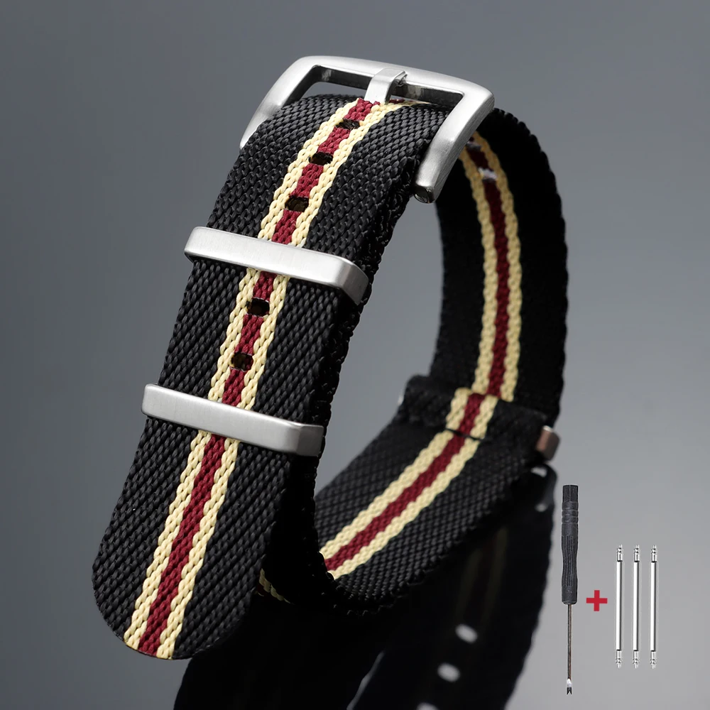 Army Green Ribbed Nylon Watch Strap - Military Sports Bracelet