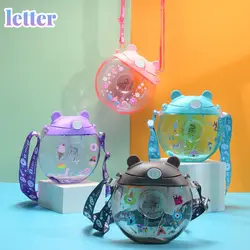 Botella de agua de plástico con pajita para niños, vaso rociador de Donut de 380ml, regalos pequeños para estudiantes de jardín de infantes, botella de pezón para bebé