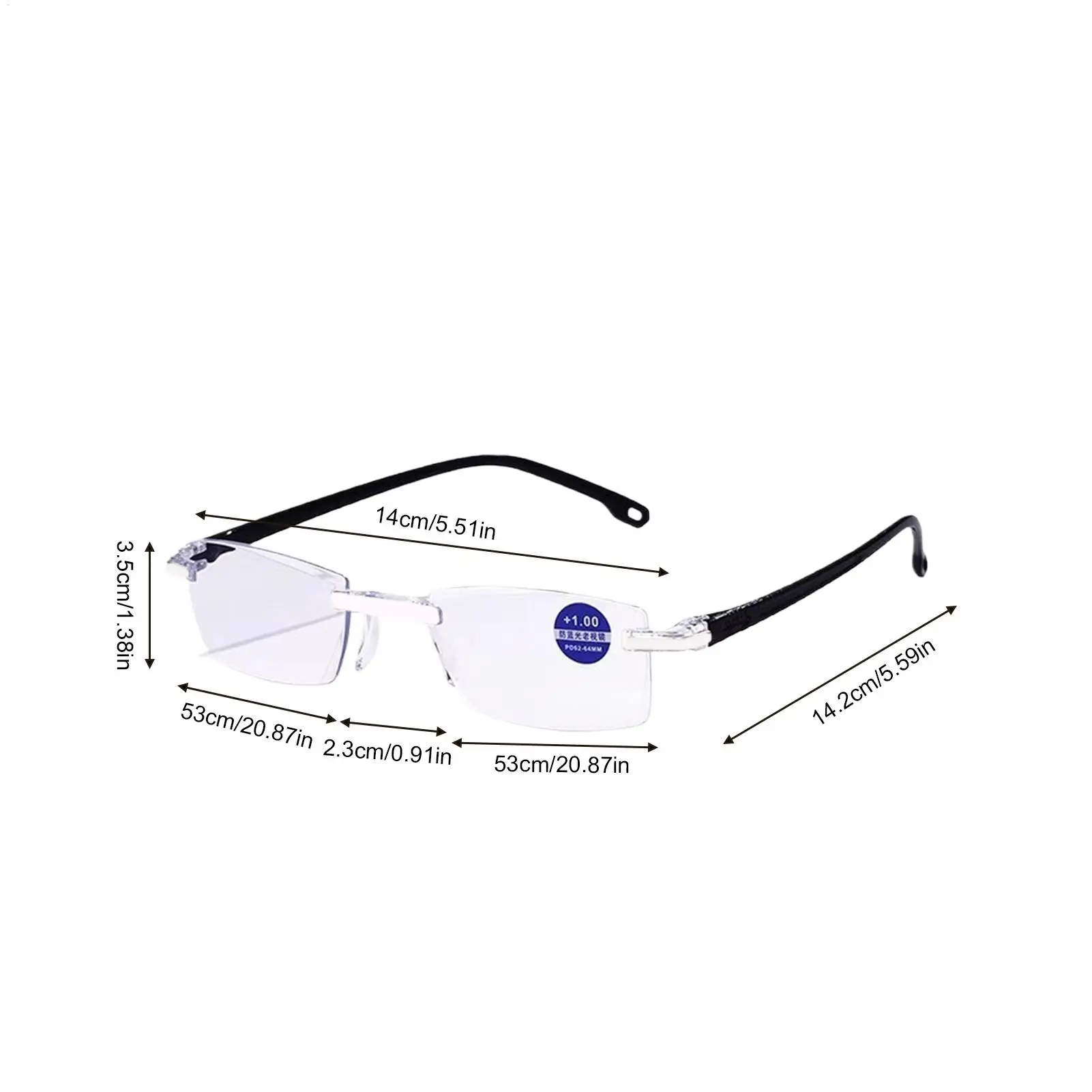 Vintage Rimless Progressive Reading Glasses with Anti-Blue Light Technology