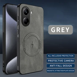 Luxury PU Leather Magnetic Magsafe Protective Phone Case - Premium Back Cover - Poco F8 Pro (Glay)