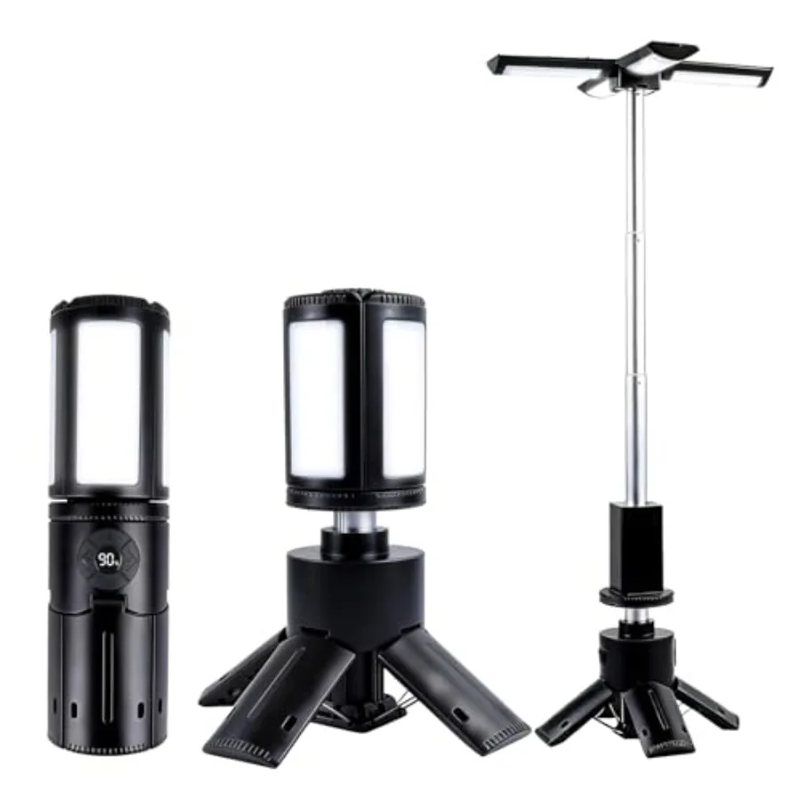 Telescopic Rechargeable Camping Lantern 14000mAh Collapsible Portable Flashlight with Stand IPX5 Waterproof for Camping Hiking