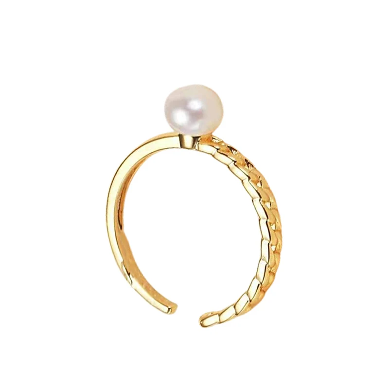MULICHEN Freshwater Pearl Ring Women's Hand Jewelry Plated 14K Gold Temperament Irregular Opening Ring Free Shipping