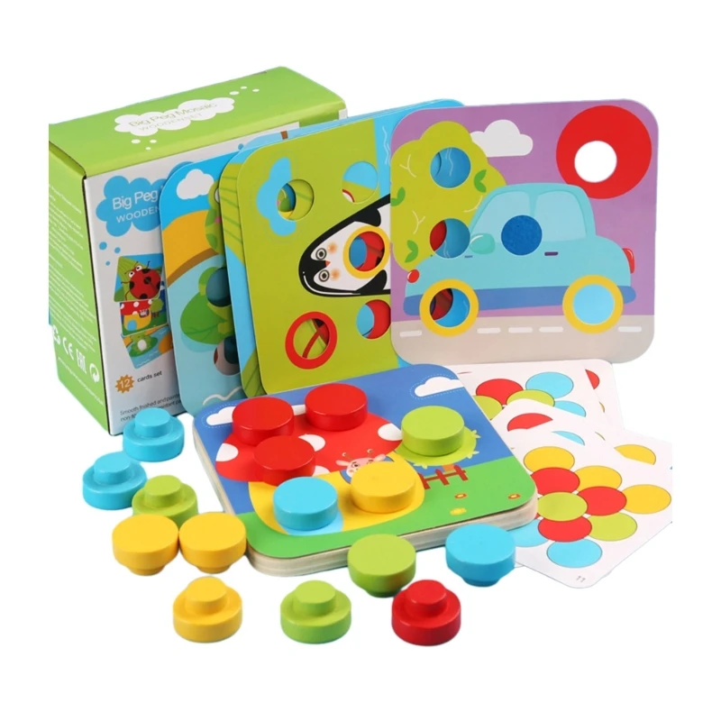 

Montessori Early Education Pegboard for Toddlers Sturdy Plug-In Game Toy Baby Toddler Pegboard Beads Colorful Pegs