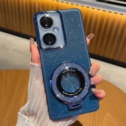Soft Glitter Magnetic Protective Case with Ring Stand for Moto Edge 40NEO (Blue)
