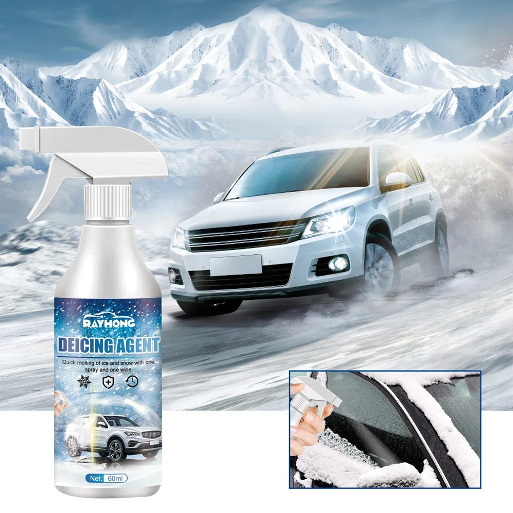Winter De Icing Instantly Melts Ice Auto Windshield Deicing Spray Car Window Cleaner 60ML Road Anti Slip Winter Vehicle Supplies car windshield cleaner car windshield snow shield
