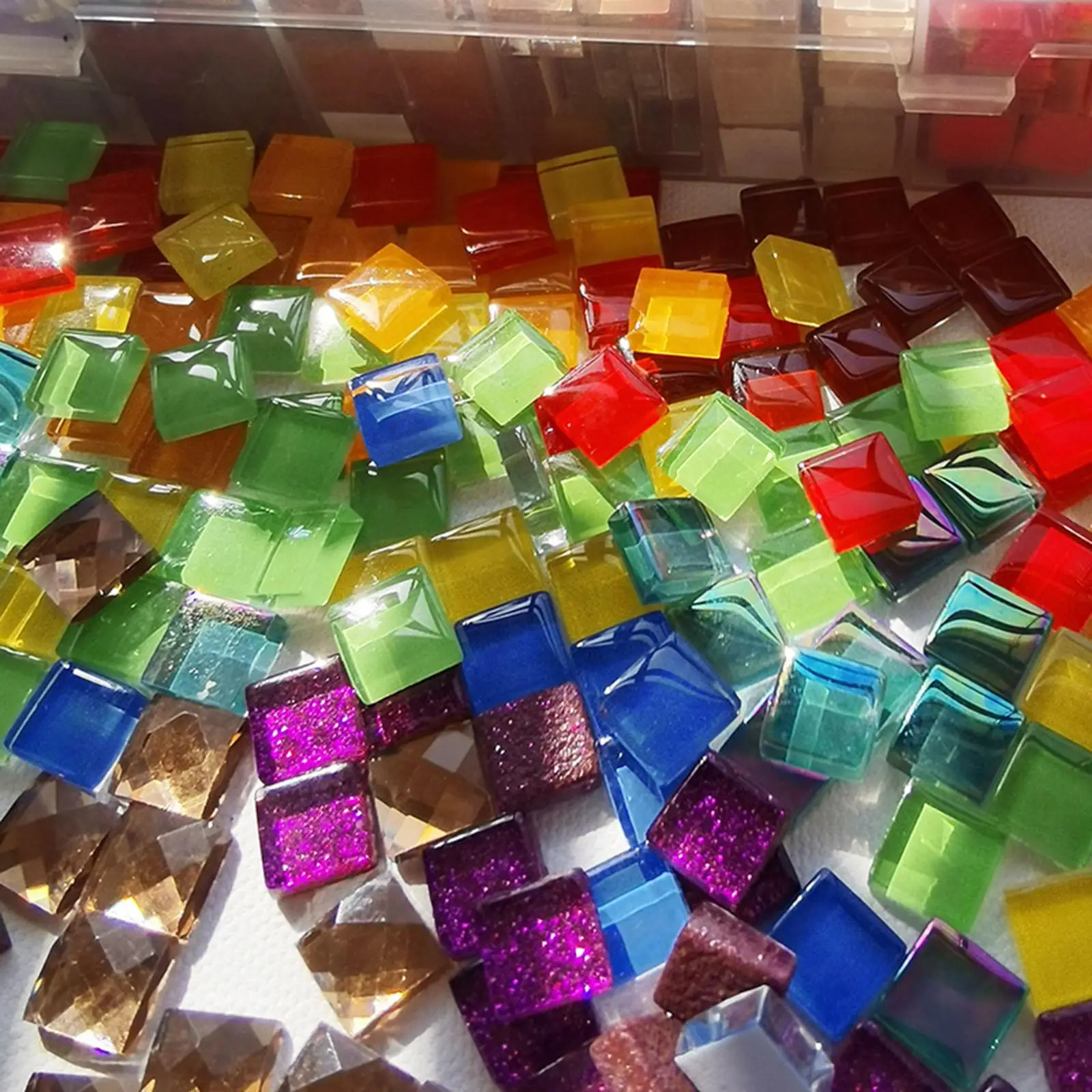 1000G Mixed Tiles Glitter Assorted Mix 1kg DIY Material Gifts 10x10x4mm for Kitchen Handmade Craft Hobbies Artwork Home Decor