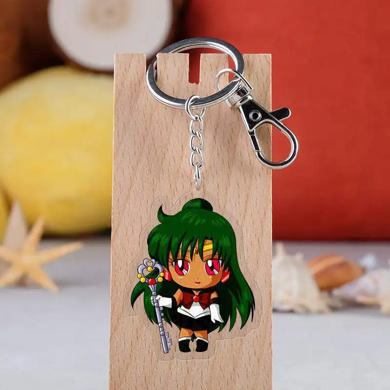 20pcs/lot Anime Keychain Double Sided Cartoon Figure Acrylic Pendant Keyring Key Chains For Fans Collection Jewelry Wholesale