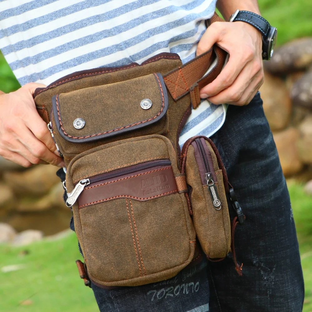 

Men Drop Leg Bags Fanny Pack Travel Messenger Shoulder Bag Motorcycle Rider Thigh Pouch Male Canvas/Nylon Hip Bum Belt Waist Bag