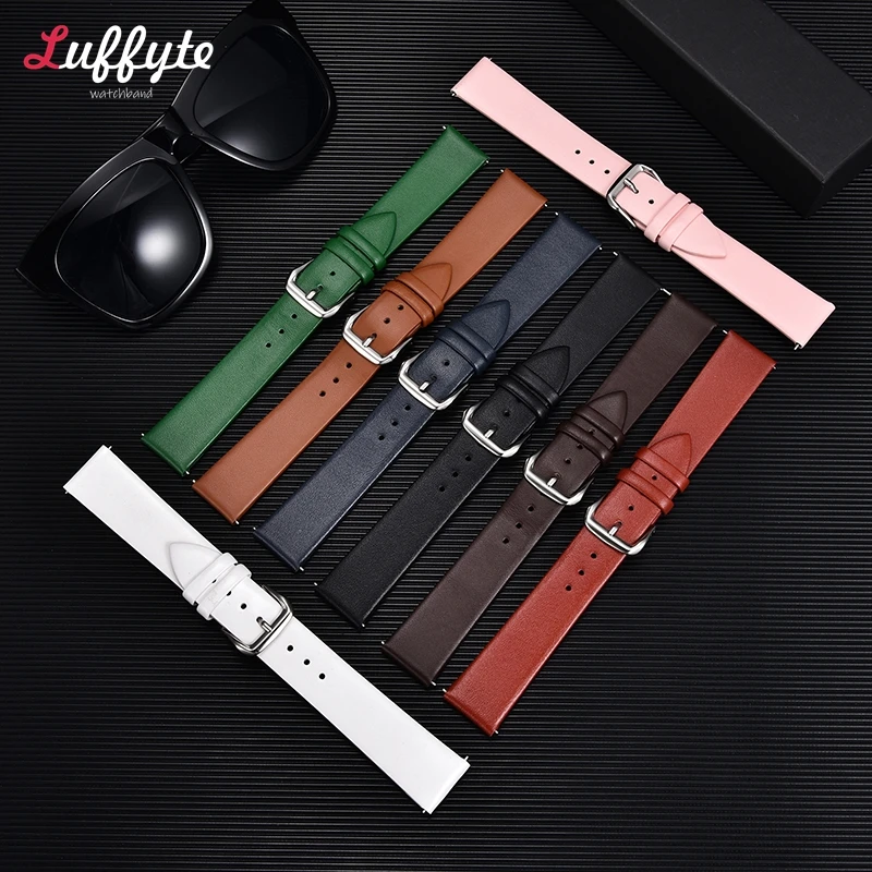 Genuine Leather Ultra-Thin Soft Watch Band Straps in Brown and Black