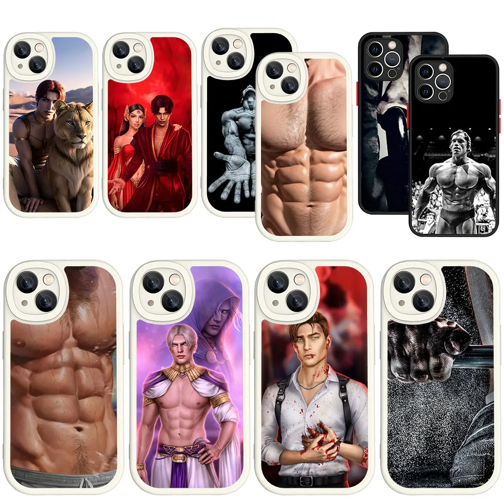 Romance Club Sexy Muscle Man Himbo White Black Soft Phone Cover Per Apple Iphone 15 14 Plus 13 12 11 Pro Max + 14 + 15 + Casec