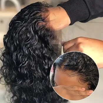 12 Inch Virgin Human Hair Jerry Curly Short Bob Wig with 13x4 High Definition Lace 13×6 Front Pre Trimmed Hairline Natural Black 1