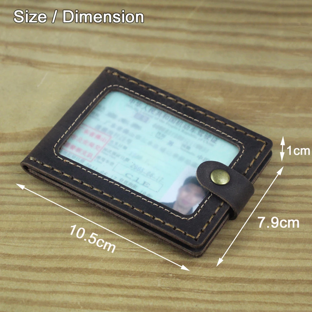 Luxury Handmade Genuine Leather Card Holder Driving License Cover Badge Sleeve Name Card Driver Case Photo Credit Card ID Holder 2