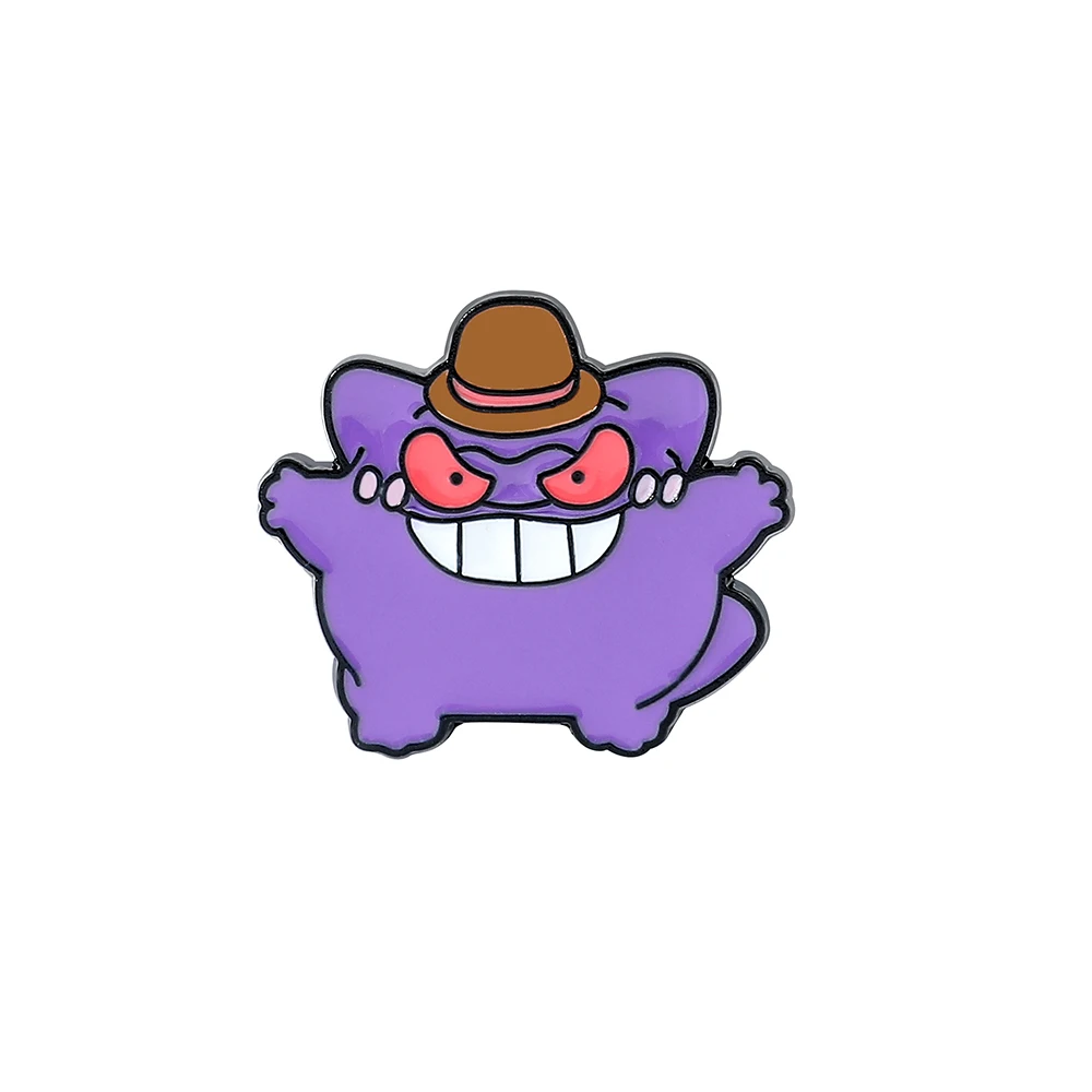 Charming Cartoon Animal Enamel Pin with Brown Hat - Fun Decorative Badge