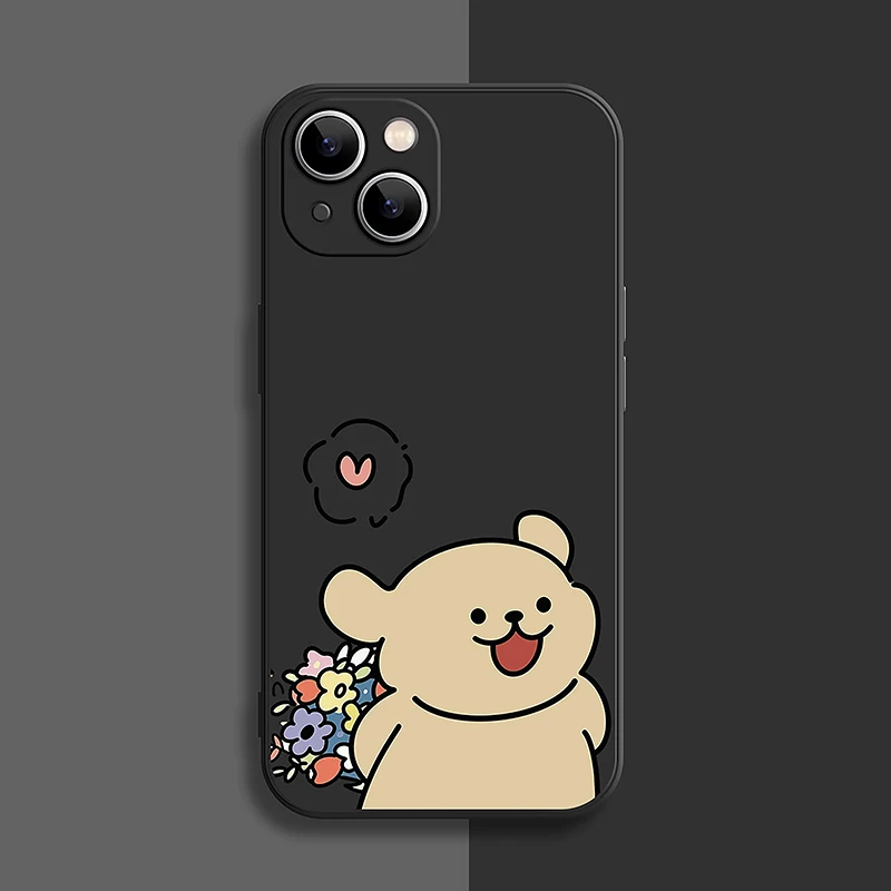 Charming Cartoon Dog Couple Soft Phone Case - Adorable Lovers Paired Design Cover