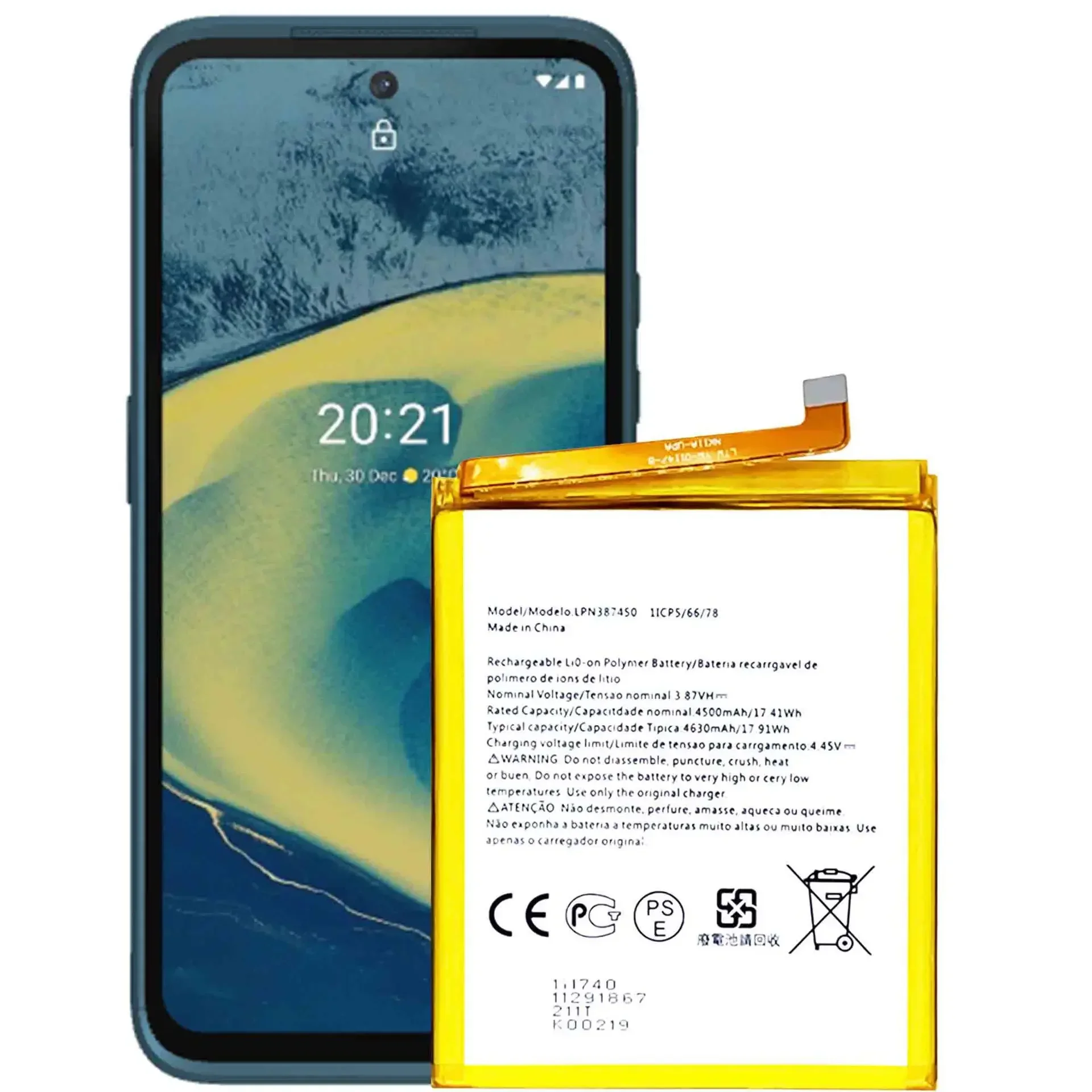 Vvsialeek LPN387450 - Batería de repuesto para Nokia XR20 TA-1368 TA-1362 con kit de herramientas técnicas