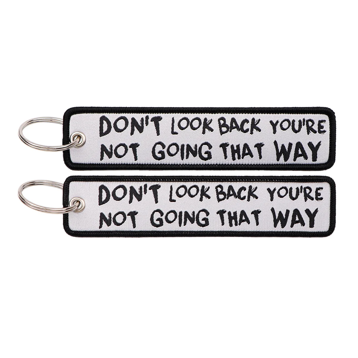 Motivational 'Don't Look Back' Embroidered Keychain - Humorous Gift