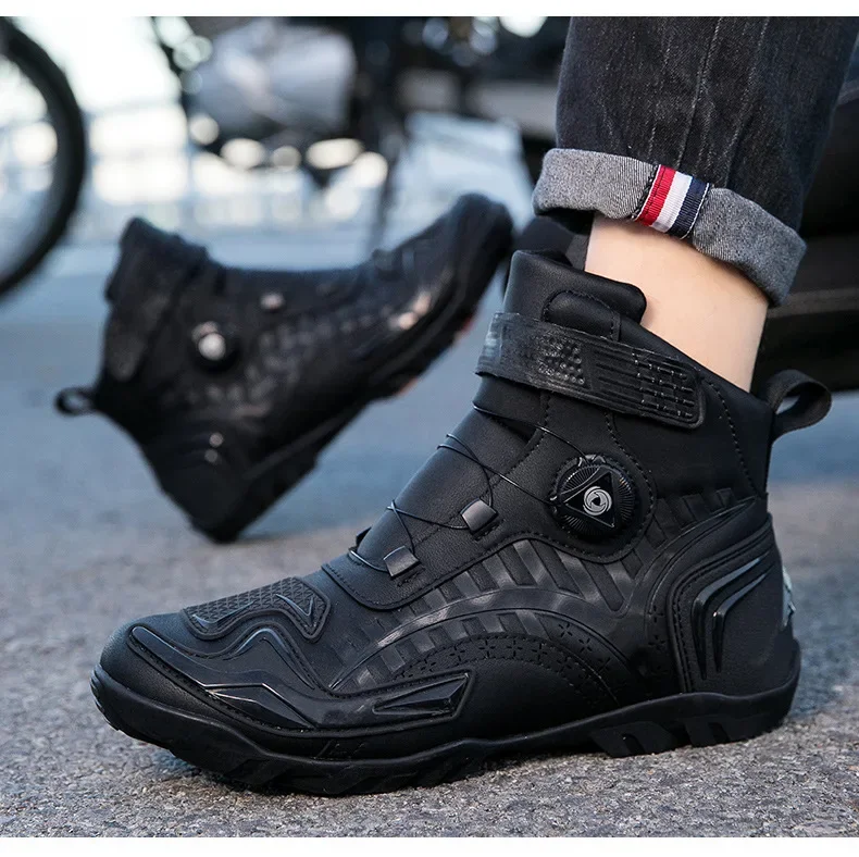 Motorcycle Boots Men's Cycling Shoes Rubber Sole Wear-Resistant