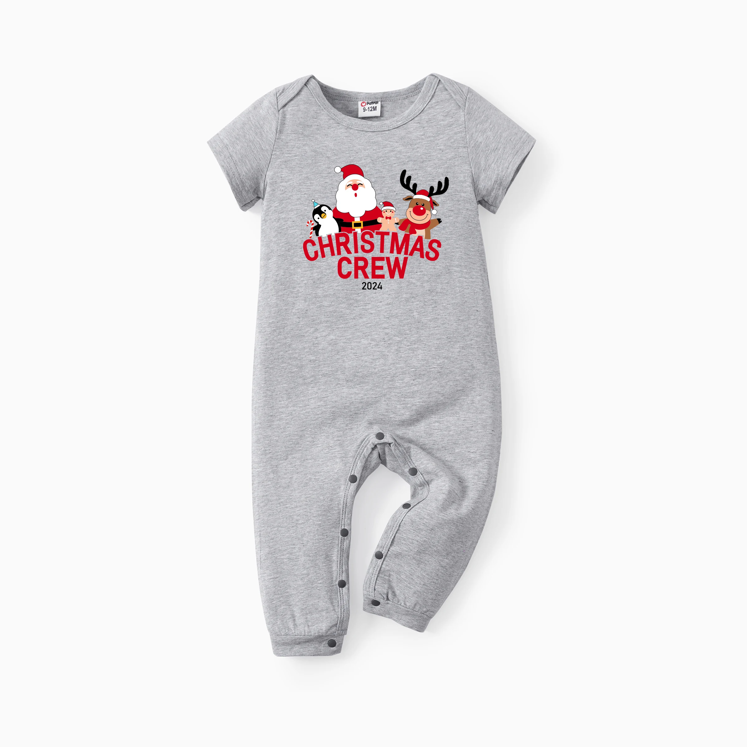 thumbnail image 4 of Camisetas navideñas de manga corta con diseño de Papá Noel y cuello redondo a juego para toda la familia de PatPat, 4 of 5